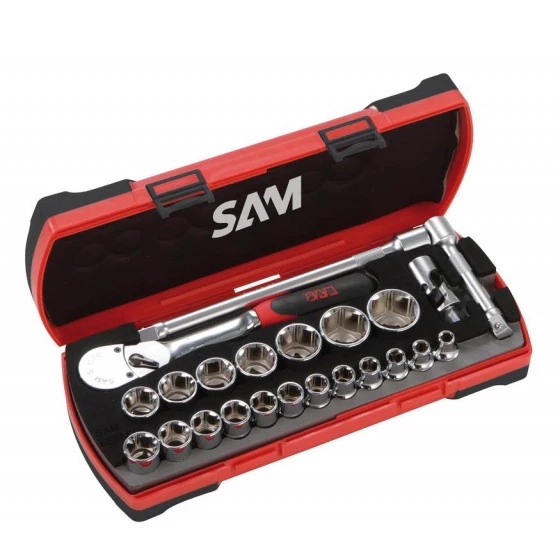 COFFRET DOUILLES ET ACCESSOIRES 1/2 ET CLIQUET 1/2 CHANTIER SAM OUTILLAGE - 75SHC23 3 COFFRET DOUILLES ET ACCESSOIRES 1/2 ET CLIQUET 1/2 CHANTIER SAM OUTILLAGE - 75SHC23