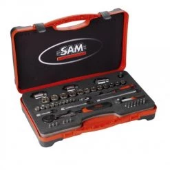 COFFRET SAM OUTILLAGE DOUILLES ET ACCESSOIRES 1/4 ET 1/2 - 52 OUTILS -75RS1Z